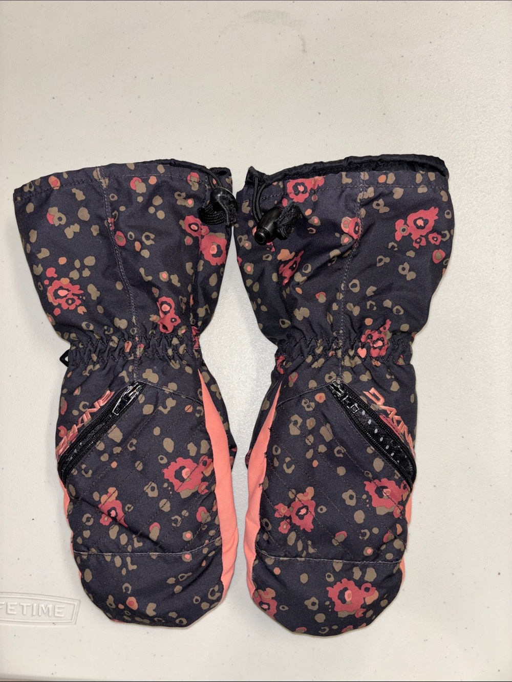 Dakine kids floral mittens gloves L 8-10
